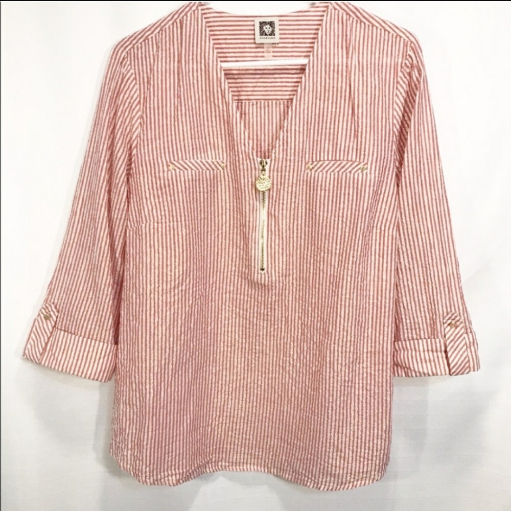Anne Klein Quarter Zip Blouse